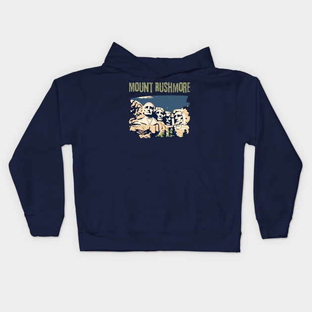 Mount Rushmore South Dakota Kids Hoodie by Ray Crimson